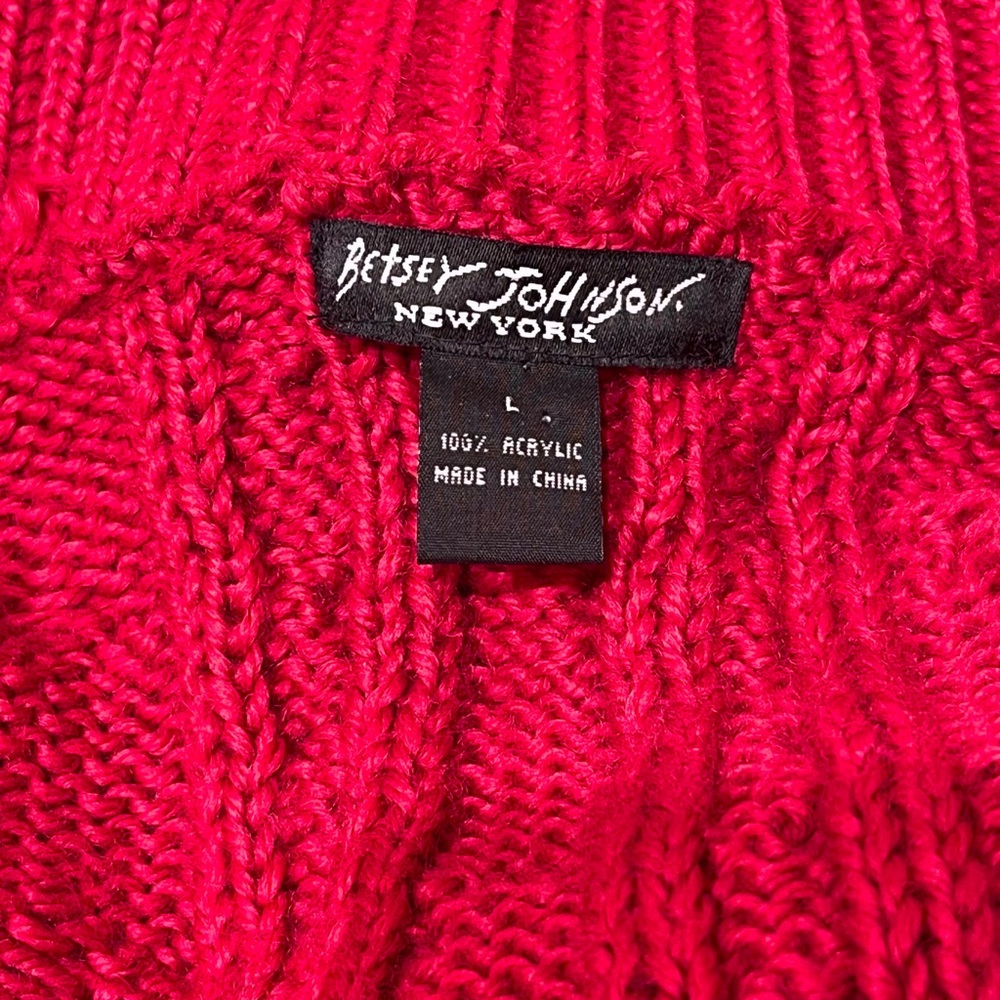 Betsey Johnson Y2K VIntage BLACK LABEL Pink Sweater Duster Coat Dress - Picture 10 of 10